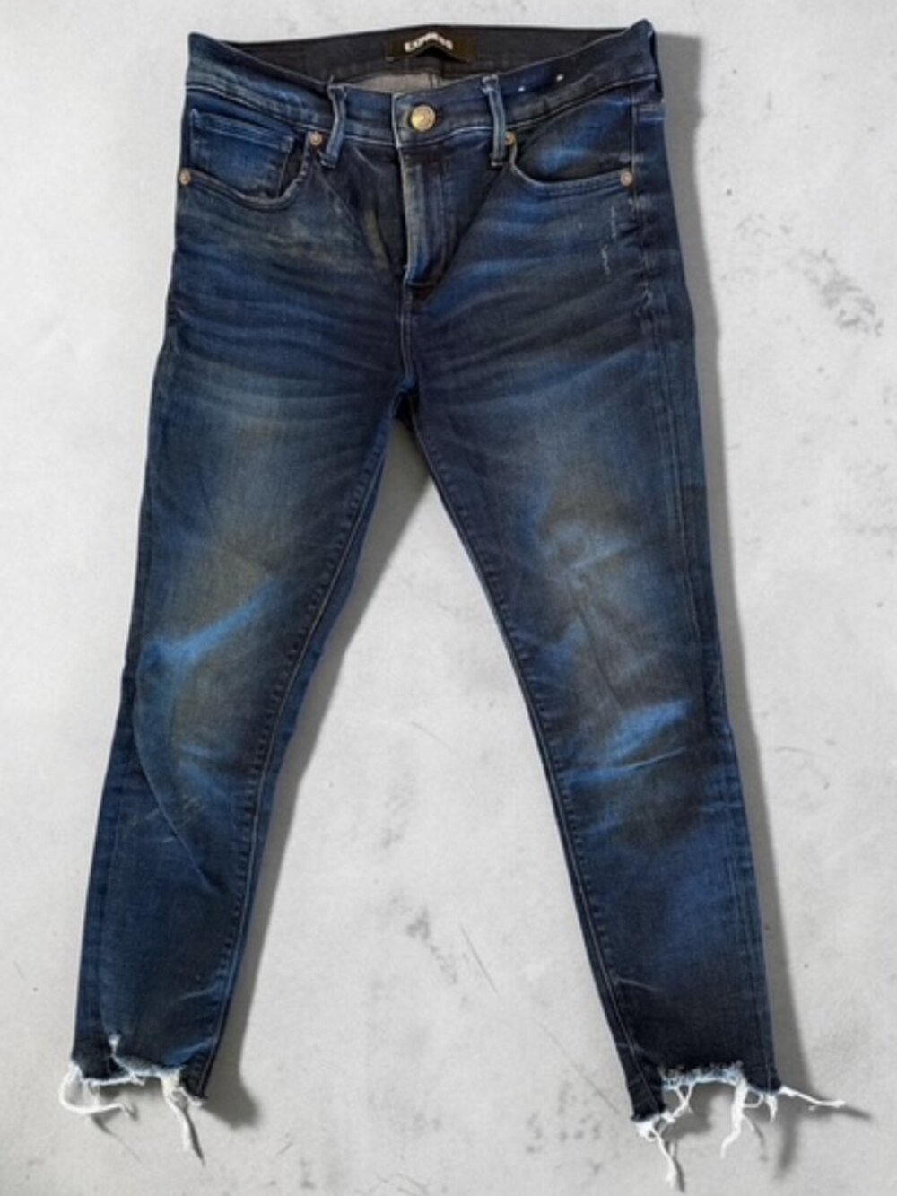 Express Stretch+ Denim Perfect Crop Jeans Size 6S Raw Hem